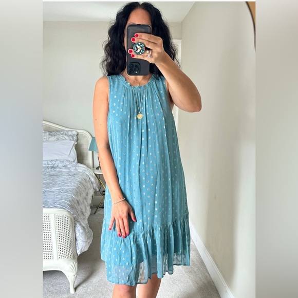 Anthropologie Dresses & Skirts - Anthropologie Natalie Flounced Tunic dress Metallic Large
